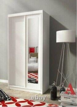 100cm WARDROBE With MIRROR 2 sliding doors bedroom hallway living room furniture