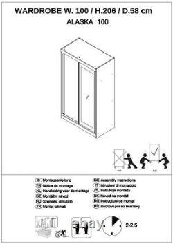 100cm Wide Sliding Door Wardrobe / Mirrored Door / Shelf / Oak Sonoma