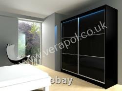 200cm W, 5 Colours WARDROBE Sliding Door MIRROR / LACOBEL GLASS bedroom cupboard