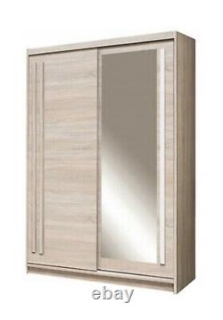2 Door Mirrored Sliding Wardrobe. OAK SONOMA. EF2-150. EFFECT. BRAND NEW
