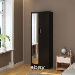 2 Door Wardrobe With Mirror High Gloss Large Storage Furniture Compartment