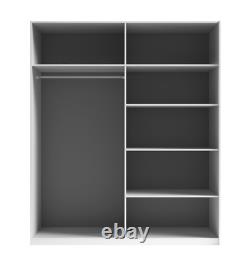 2 Sliding Door WARDROBE, White & Concrete GREY, Fast Delivery, Assembly Included