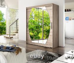 2 Sliding Door Wardrobe with Curved Mirrors, 4 Colours, 150 cm, Free Delivery