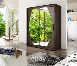 2 Sliding Door Wardrobe with Curved Mirrors, 4 Colours, 150 cm, Free Delivery