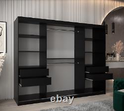 2 Sliding Door Wardrobe with Mirror, 250cm wide, Many Colour Options, Drawers