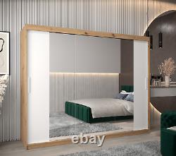 2 Sliding Door Wardrobe with Mirror, 250cm wide, Many Colour Options, Drawers
