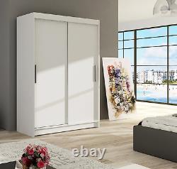 2 Sliding Door Wardrobe with Shelves and Rail. Black or White. Fast Delivery