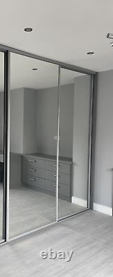 2 single panel fox framed sliding doors with silver mirror inserts to suit 1530w