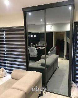 2 single panel fox framed sliding doors with silver mirror inserts to suit 1530w