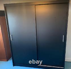2 sliding door wardrobe with rail and shelves, no mirror, matt finish
