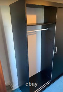 2 sliding door wardrobe with rail and shelves, no mirror, matt finish