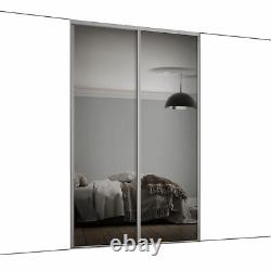2x914mm Silver Frame Mirror Sliding doors
