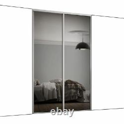 2x 610mm White frame and Mirror sliding doors for opening 1193mm