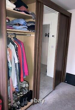 3 door wardrobe with mirror brown