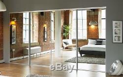 4 Sliding Mirror Wardrobe Doors Made to Measure Pre-assembled with tracks