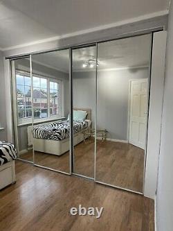4 mirrored sliding Wardrobe doors used With Metal Frame 2 Doors 220cmx92cm And