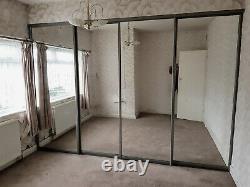 4 x Grey Mirror Sliding Doors 855cm each x 220cm high with 3.4 meter track