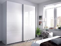 ARC 2 Door Sliding Wardrobe 150cm-180cm Large White Smoothglide Optional Drawer