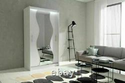 Ava 10 Sliding Doors Wardrobe, Wavy Mirror, Elegant And Funky Design, Modern