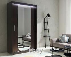 Ava 11- Sliding Doors Wardrobe, Curved Mirror, Modern & Elegant Design, Brown