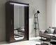 Ava 11- Sliding Doors Wardrobe, Curved Mirror, Modern & Elegant Design, Brown