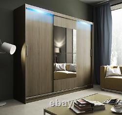 Ava 1.4 3 Sliding Door Wardrobe With Led Lights, Assembly Included In Price
