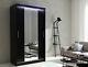 Ava 4- 2 Sliding Doors Wardrobe, Full Mirror, Modern & Elegant Design, Black
