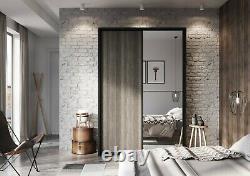Bedroom Mirror Sliding Door Wardrobe ARTI 21 160cm in Wenge Mali&Black Matt