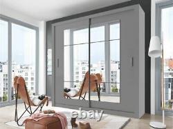 Bedroom set sliding 2 door CLEO32 wardrobe chest 2 bedsides 180cm grey matt