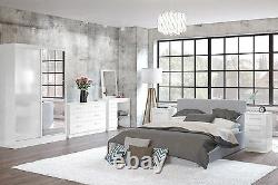 Birlea Lynx High Gloss All White Mirror 2 door Sliding Slider wardrobe