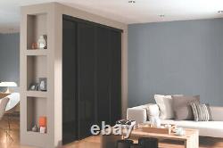 Black Glass Mirror Spacepro CLASSIC Sliding Wardrobe Doors & tracks (All sizes)