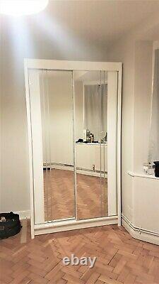 Brand New 2 Doors Mirrored Sliding wardrobes In White Mainland UK 90cm width