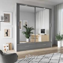 Brand New Modern Bedroom Mirror Sliding Door Wardrobe ARTI 24 200cm in Grey Matt