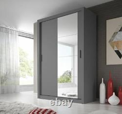 Brand New Modern Bedroom Mirror Sliding Door Wardrobe ARTI 4 150cm in Grey