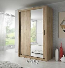 Brand New Modern Bedroom Mirror Sliding Door Wardrobe ARTI 6 120cm Oak Shetland