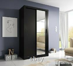Brand New Modern Bedroom Mirror Sliding Door Wardrobe ARTI 6 120cm in Black Matt