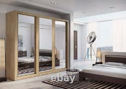 Brand New Modern Bedroom Sliding Door Mirror Wardrobe ARTI 2 250cm Oak Shetland