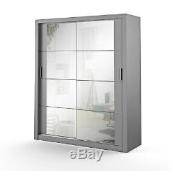 Brand New Modern Bedroom Sliding Door Mirror Wardrobe Arti 3 181cm in Grey