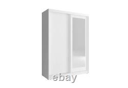 Brand New Modern Mirrored Sliding Door Wardrobe Alaska 150cm in White Matt