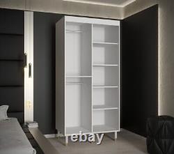 Brand New Modern Mirrored Sliding Door Wardrobe Avesta II 100cm in White Mat