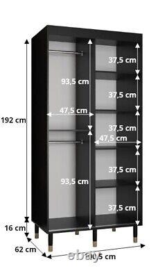 Brand New Modern Mirrored Sliding Door Wardrobe Avesta II 100cm in White Mat