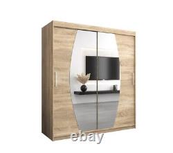 Brand New Modern Mirrored Sliding Door Wardrobe Elypse 180cm in Oak Sonoma