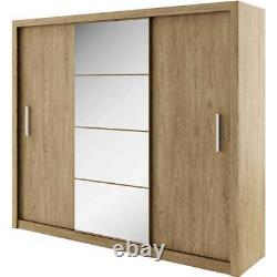 Brand New Modern Mirrored Sliding Door Wardrobe IDEA 01 in Oak Shetland 250cm