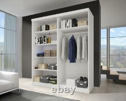 Brand New Modern Mirrored Sliding Door Wardrobe Multi 2 White and Graphite 183cm