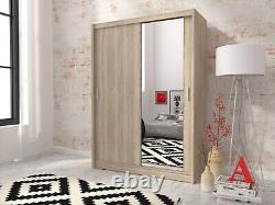 Brand New Modern Sliding Door Mirror Wardrobe Maja in Oak Sonoma 130cm