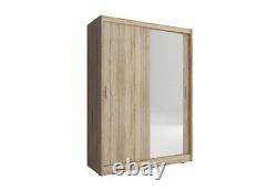 Brand New Modern Sliding Door Mirror Wardrobe Maja in Oak Sonoma 130cm