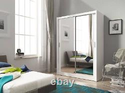 Brand New Modern Sliding Door Mirror Wardrobe Maja in White Matt 130cm
