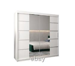 Brand New Modern Sliding Door Mirrored Wardrobe Verona 04 in White 200cm