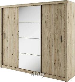 Brand New Modern Wardrobe Sliding Door with Mirror IDEA 01 in San Remo Oak 250cm