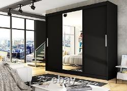 Brand New Wardrobe NOTSA 1 Sliding Doors Mirror Shelves Hanging Rail 250 cm